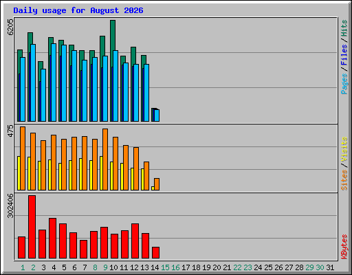 Daily usage for August 2026