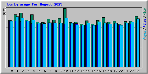Hourly usage for August 2025